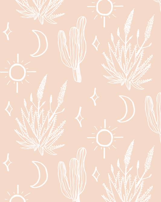 Desert Sky Wallpaper, large pattern, clay and white