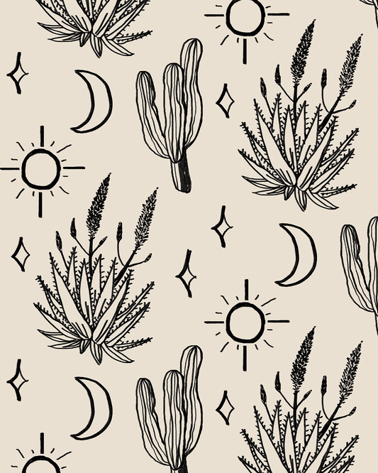Desert Sky Wallpaper, large pattern, sand and black