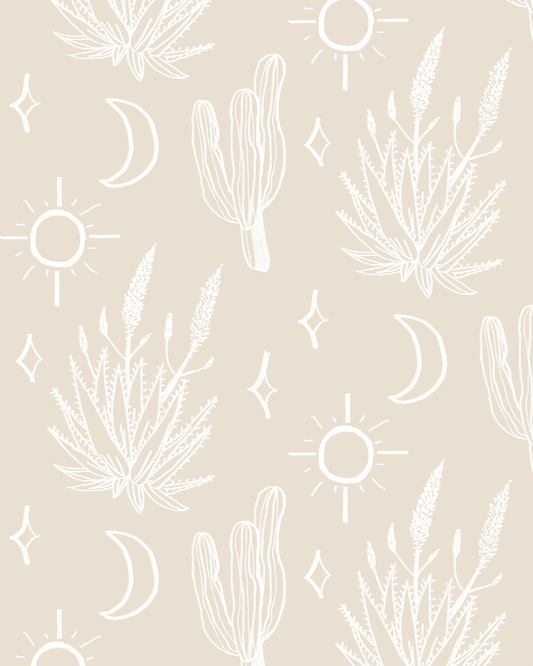 Desert Sky Wallpaper, large pattern, sand and white
