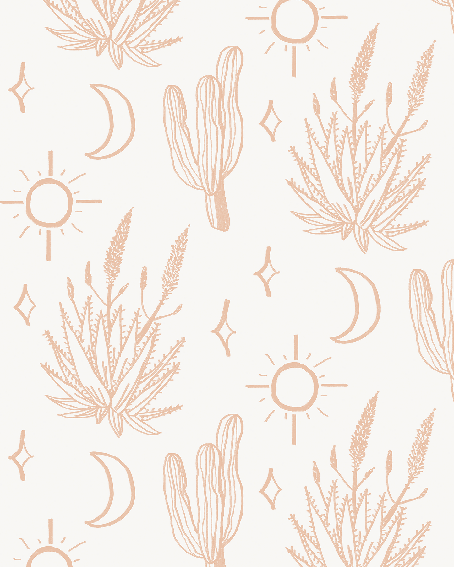 Desert Sky Wallpaper, large pattern, white and clay