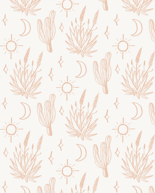 Desert Sky Wallpaper, small pattern, white and clay