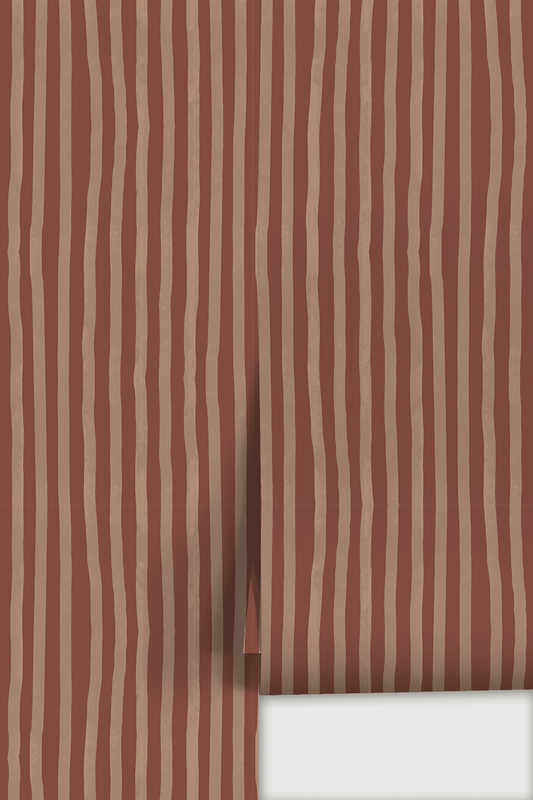 Dolce Stripe Wallpaper, brown and peach