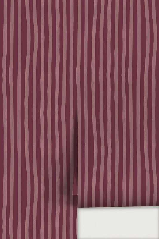 Dolce Stripe Wallpaper, eggplant and mauve