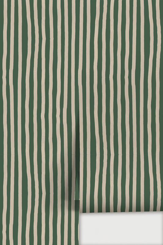Dolce Stripe Wallpaper, green and beige