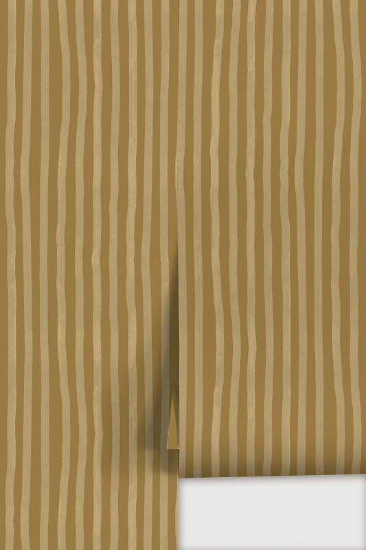 Dolce Stripe Wallpaper, mustard yellow and butter