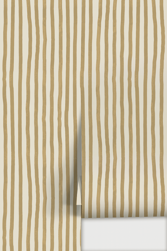 Dolce Stripe Wallpaper, off-white and butter yellow