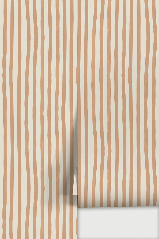 Dolce Stripe Wallpaper, off-white and peach