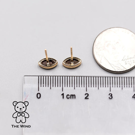 Minimalist Marquise Shaped Australian Doublet Opal Stud Earrings 18K Yellow Gold