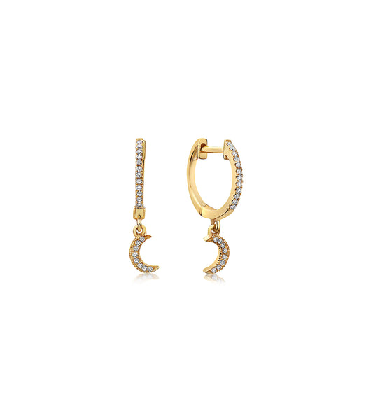 Diamond Moon Dangle Earring