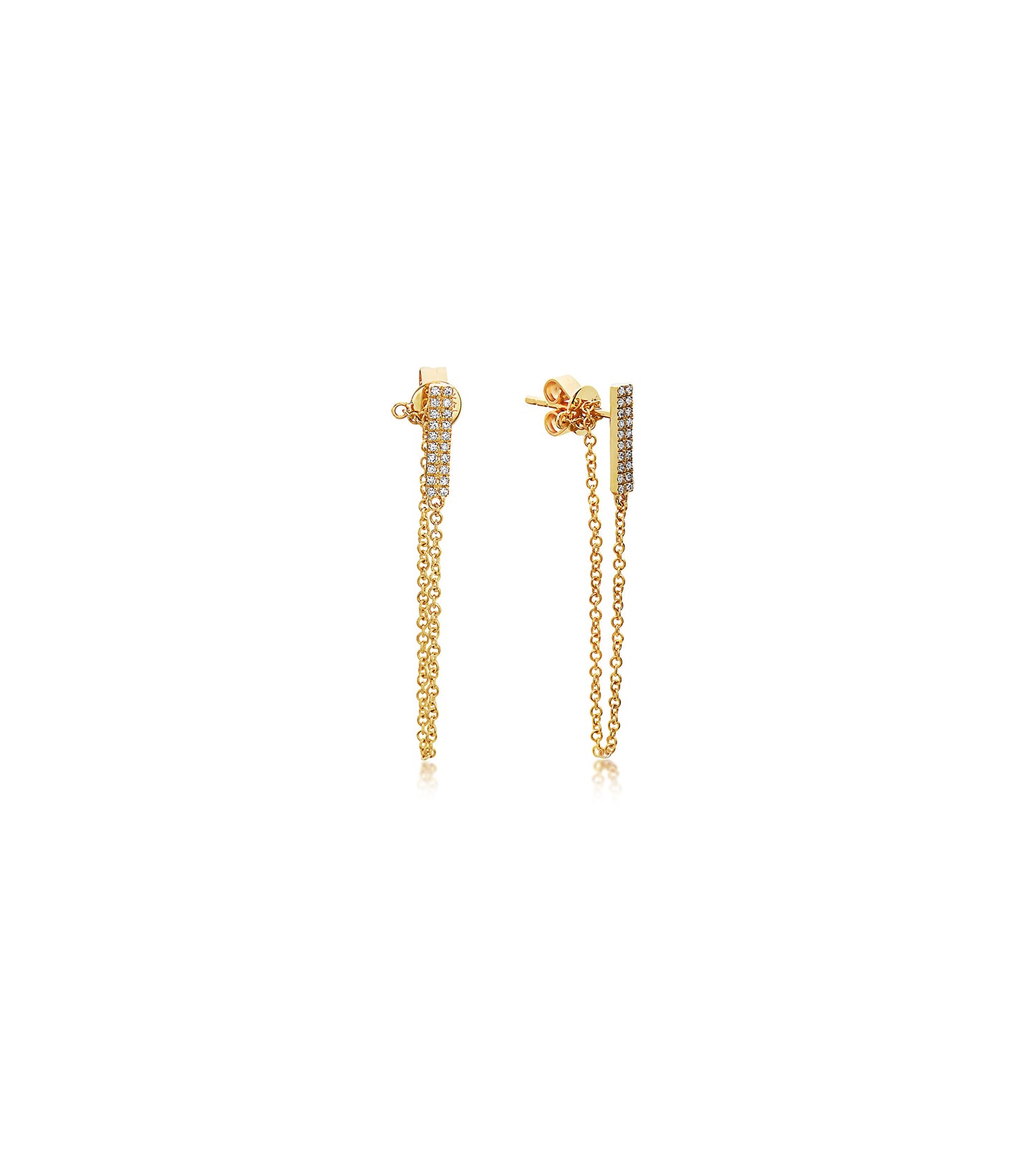 Diamond Bar Chain Stud Earring