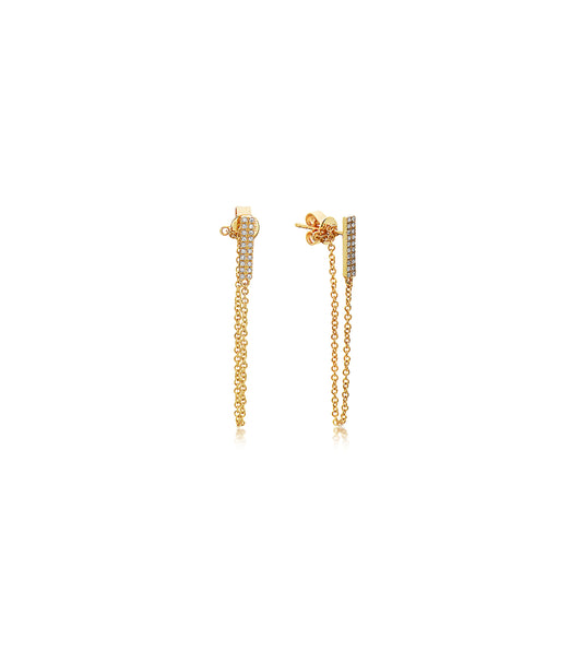 Diamond Bar Chain Stud Earring