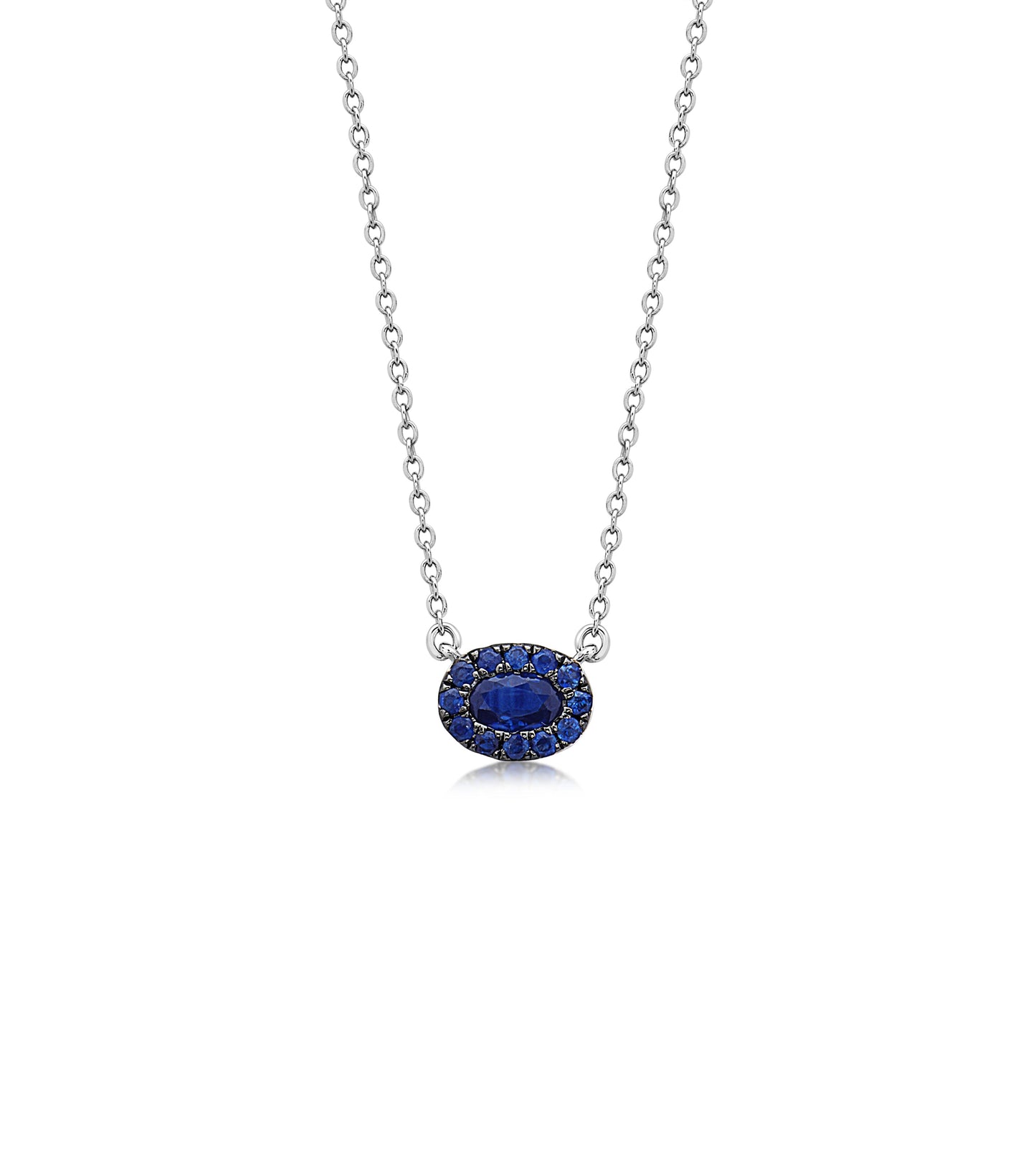 Sapphire Oval Halo Necklace