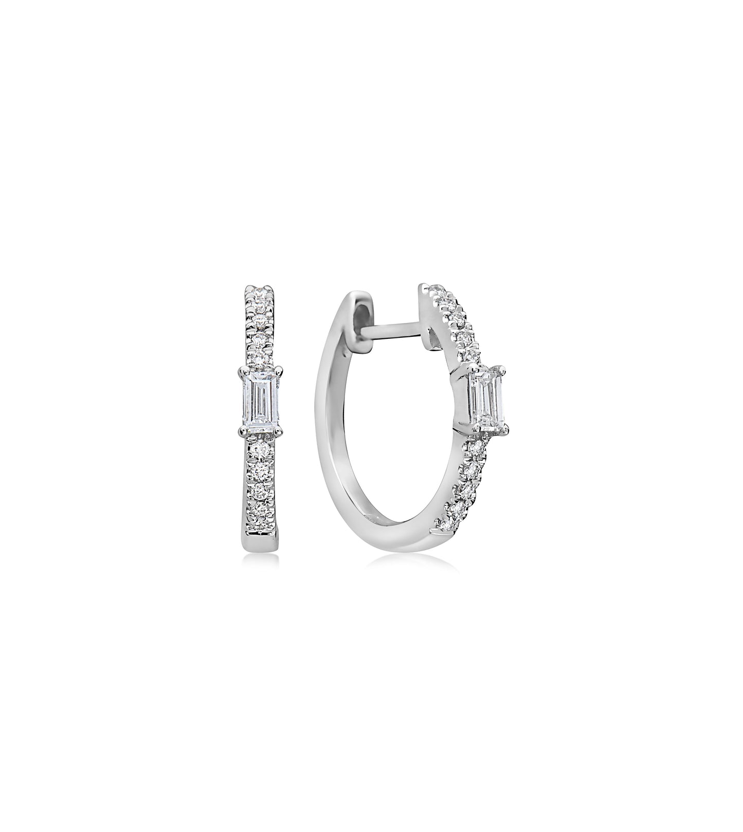 Diamond Baguette Huggie Earrings