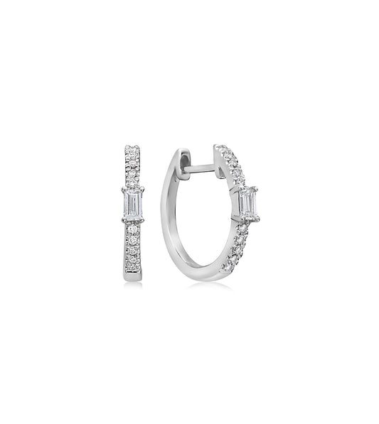 Diamond Baguette Huggie Earrings