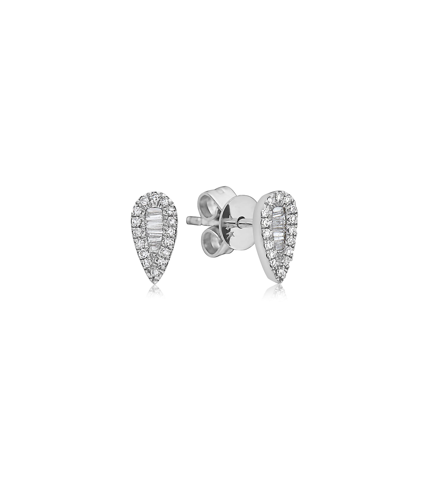 Diamond Baguette and Halo Pear Stud Earring