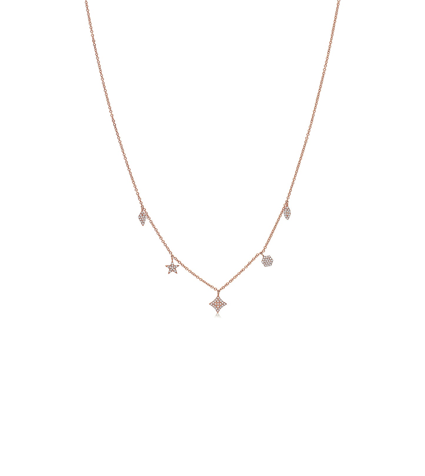 Diamond Mix Shape Dangle Necklace
