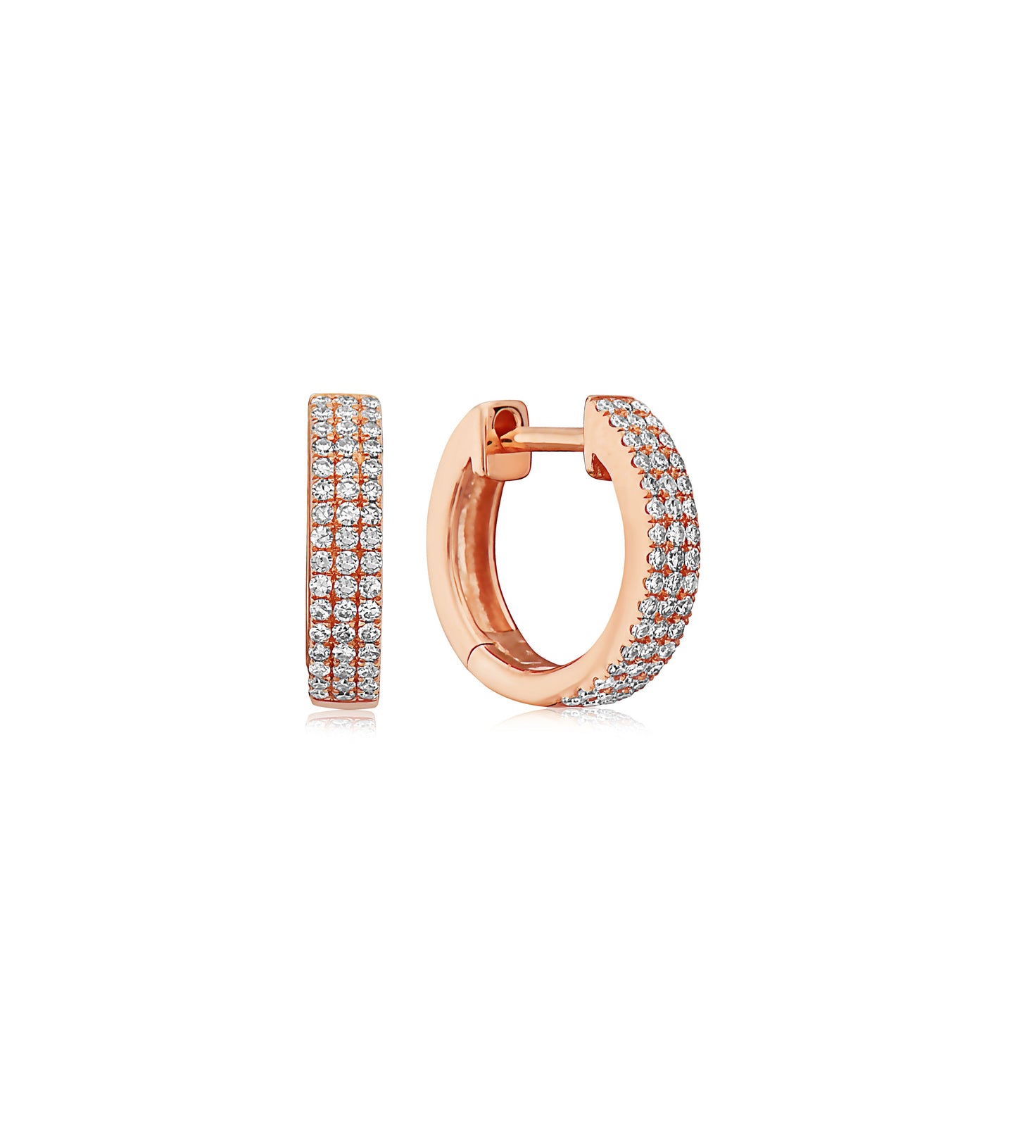 Diamond 3 Row Huggie Earring
