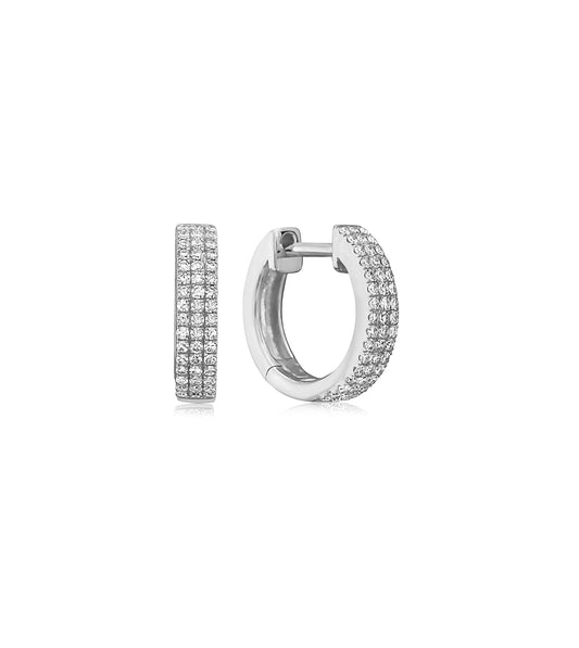 Diamond 3 Row Huggie Earring