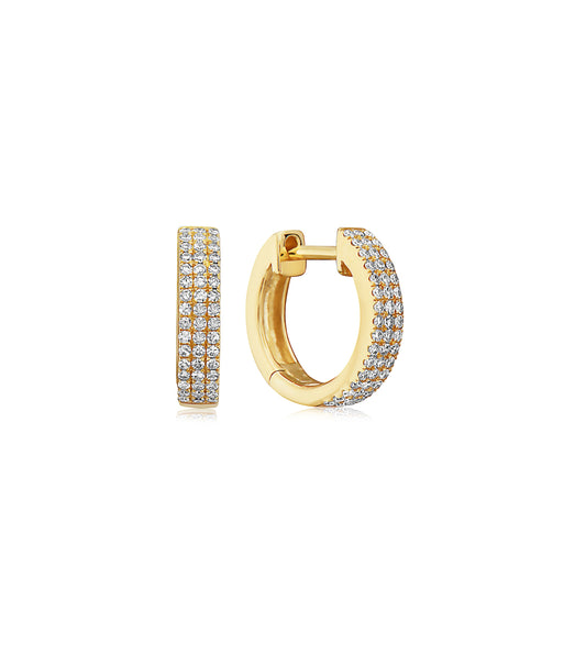 Diamond 3 Row Huggie Earring