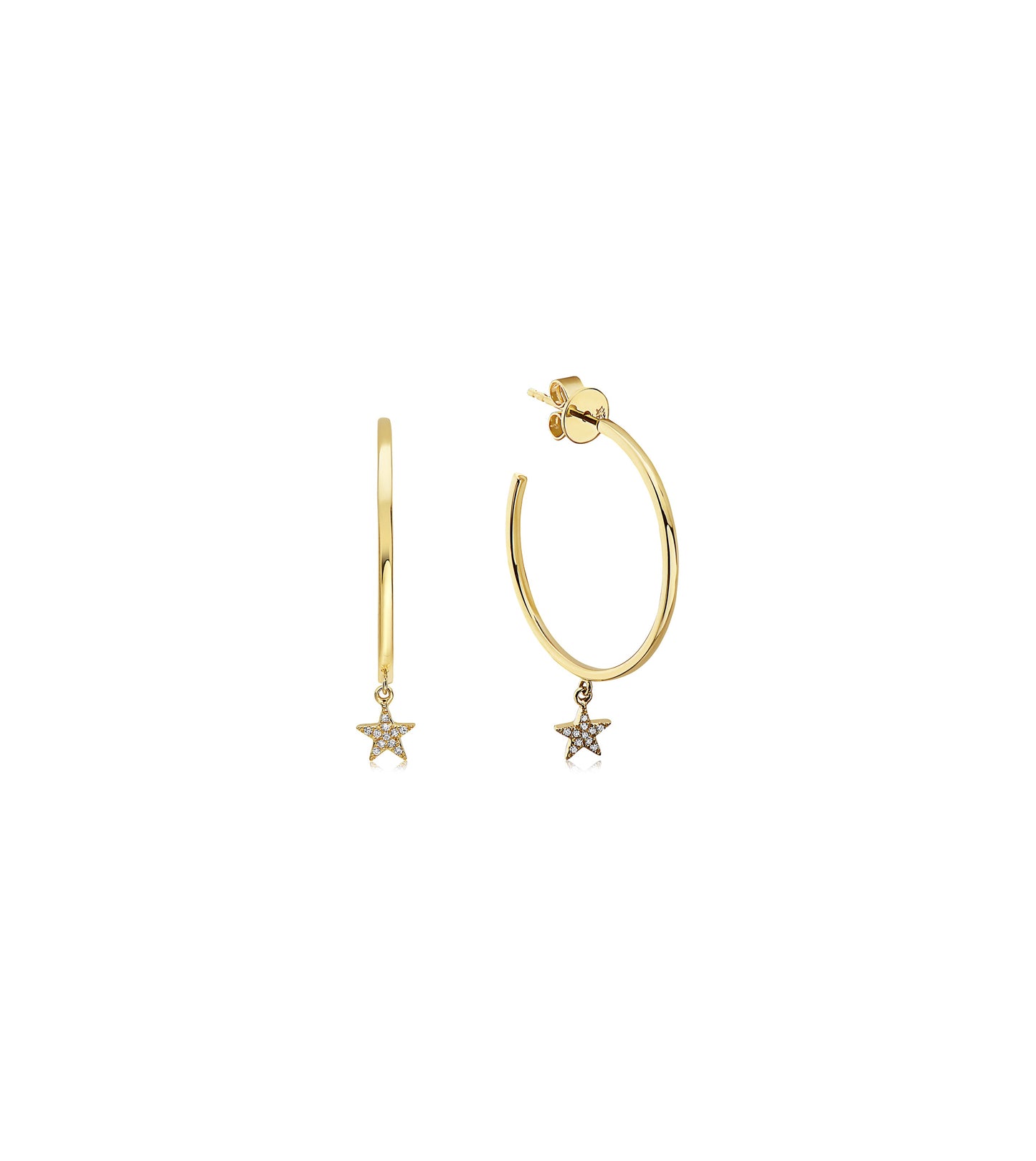 Diamond Star Dangle Hoop Earring