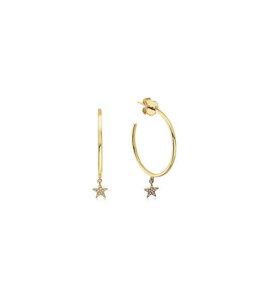 Diamond Star Dangle Hoop Earring
