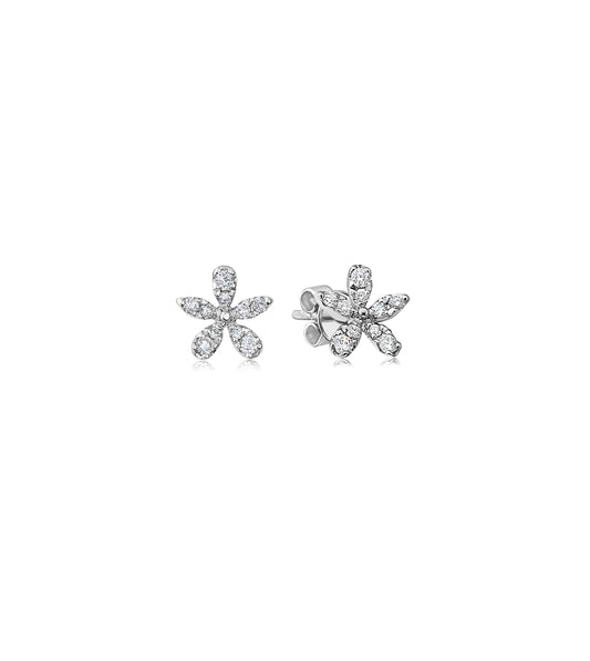 Diamond Flower Stud Earring