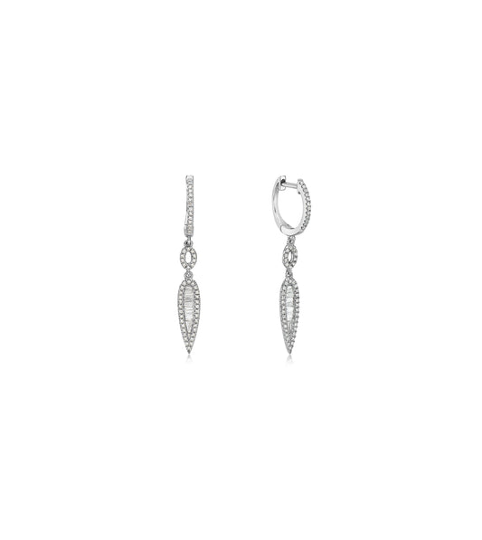 Diamond Baguette & Halo Drop Earring