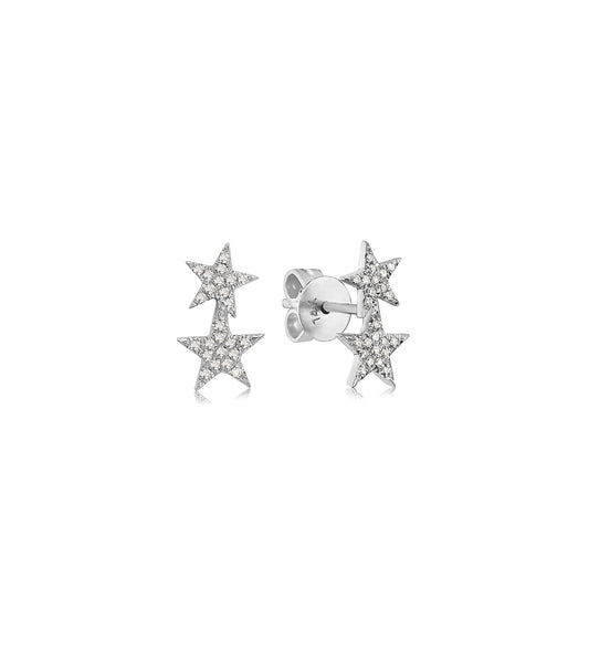 Diamond Double Star Stud Earring