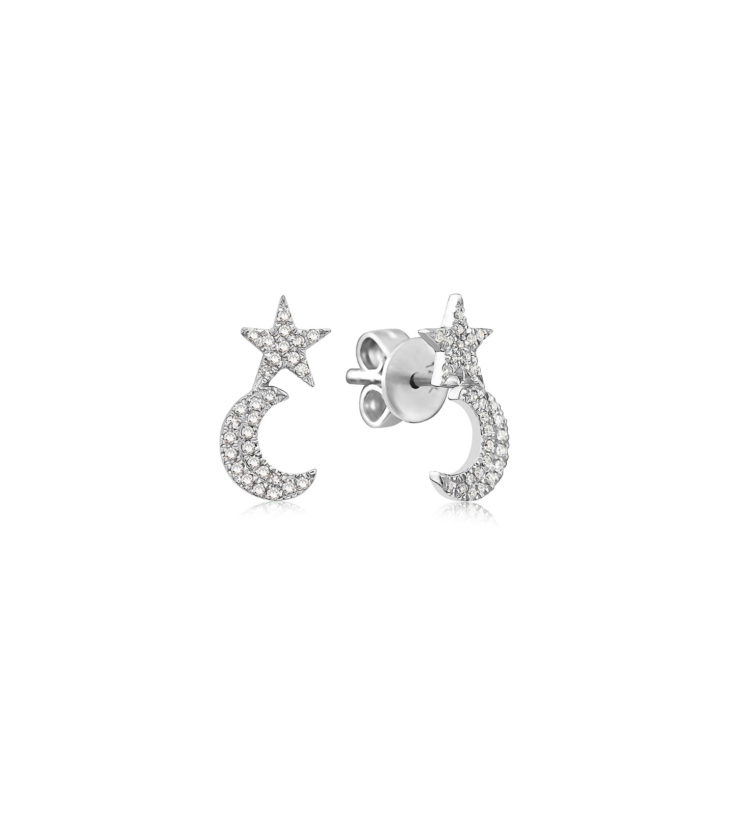 Diamond Star Moon Stud Earring