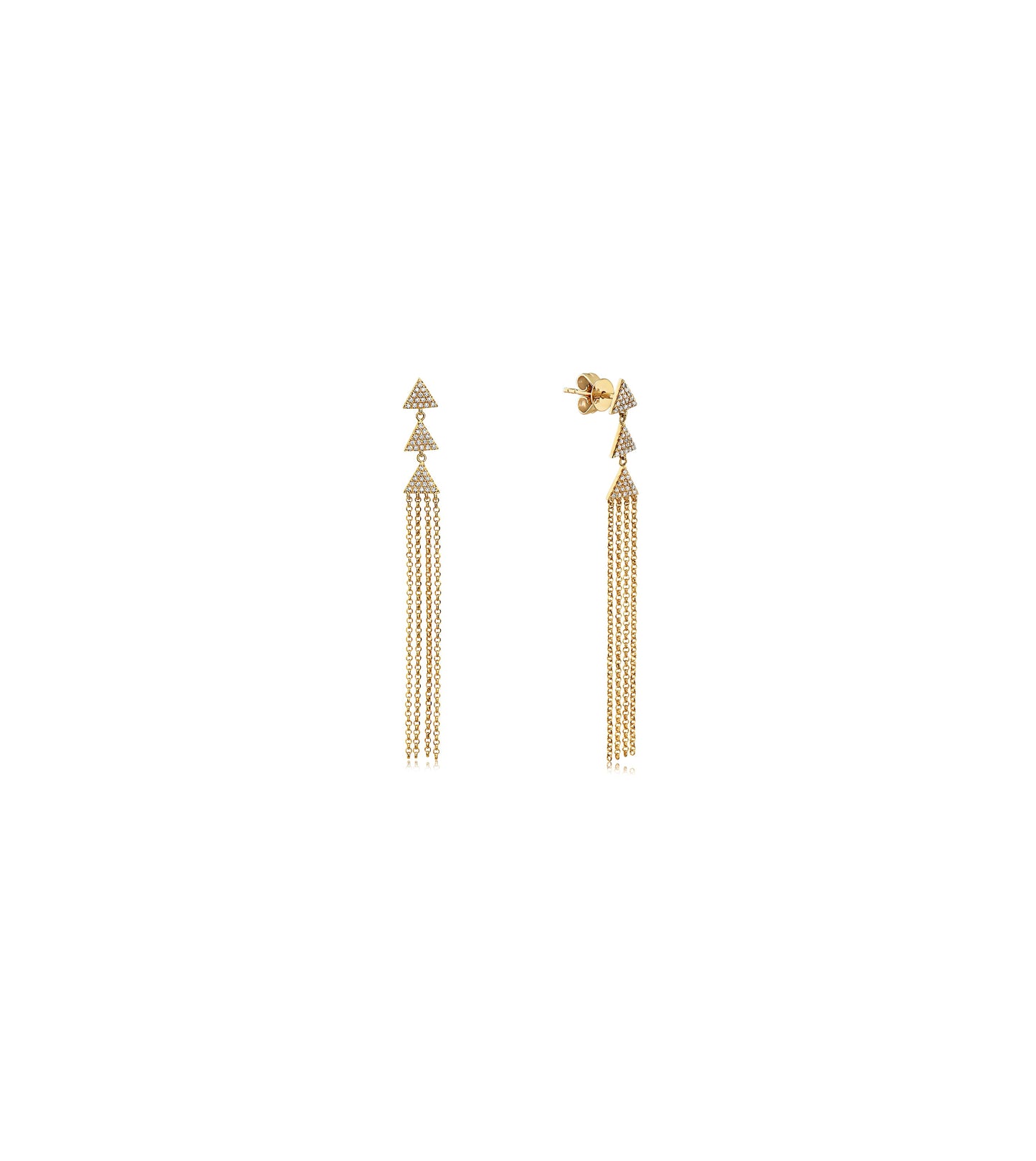 Diamond Triangle Tassel Earring