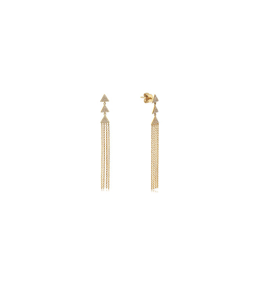 Diamond Triangle Tassel Earring