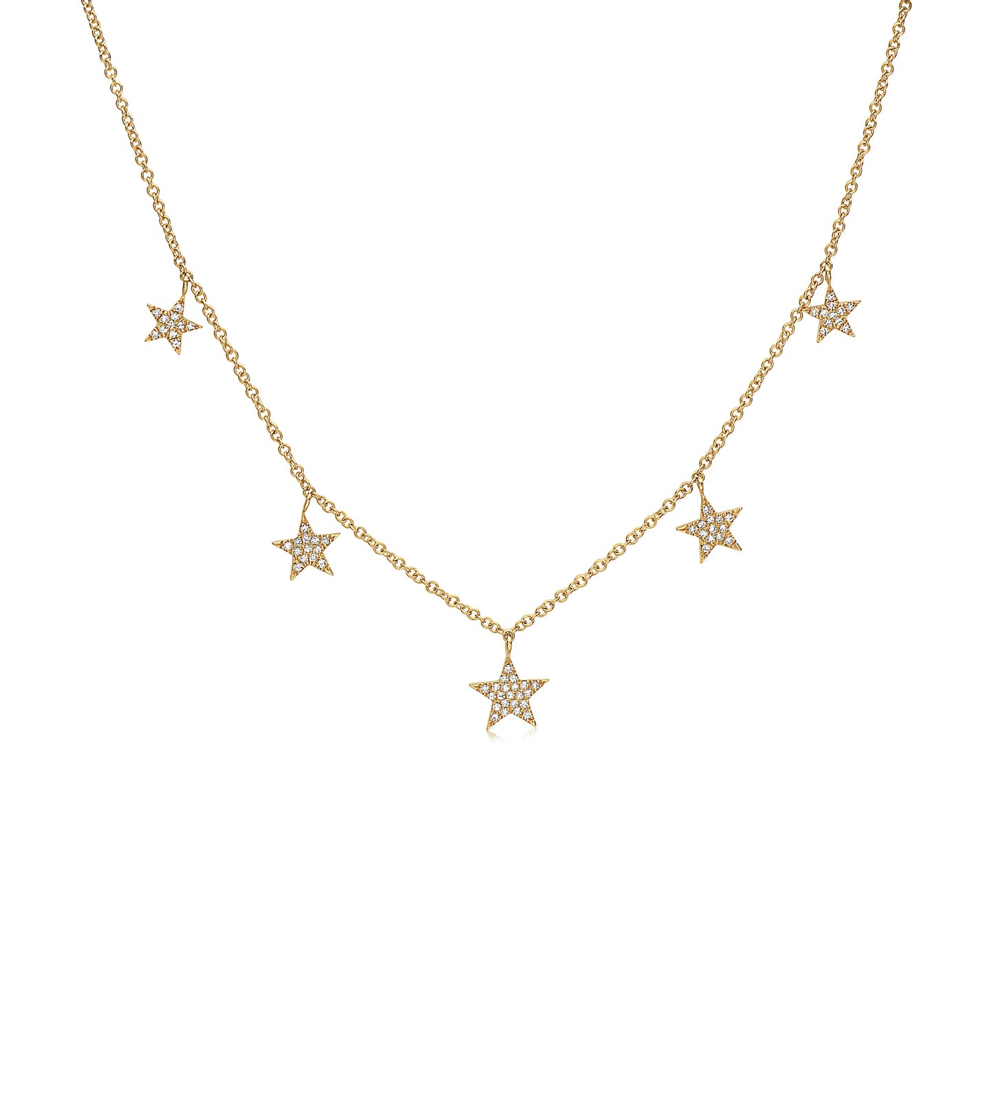 Diamond 5 Star Charm Necklace