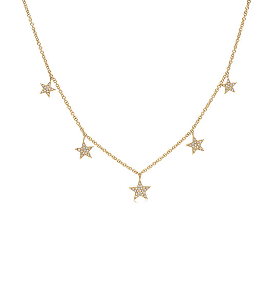 Diamond 5 Star Charm Necklace
