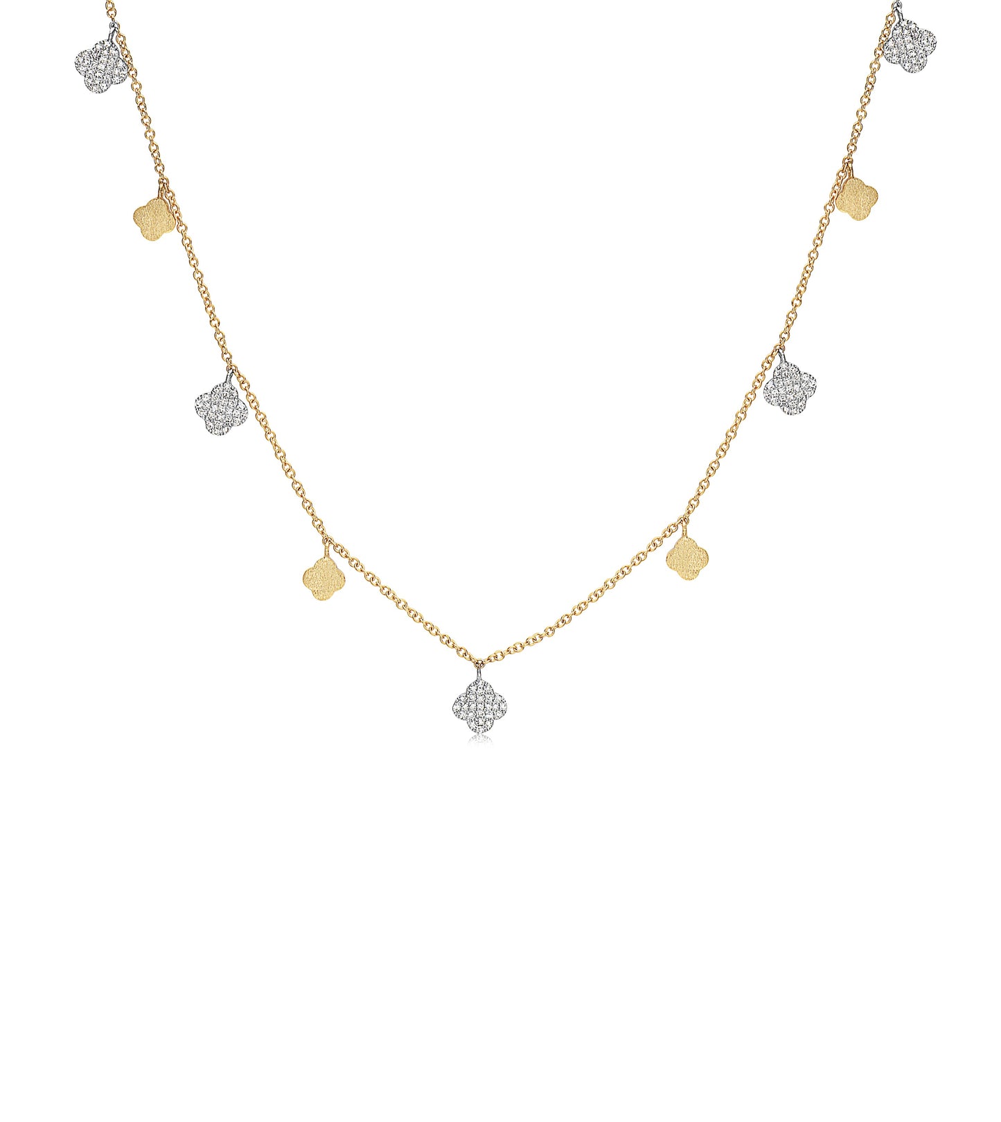 Diamond Clover Charm Long Necklace