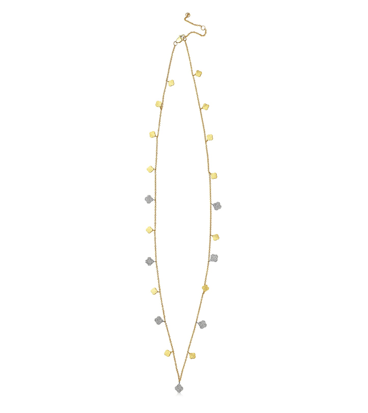 Diamond Clover Charm Long Necklace