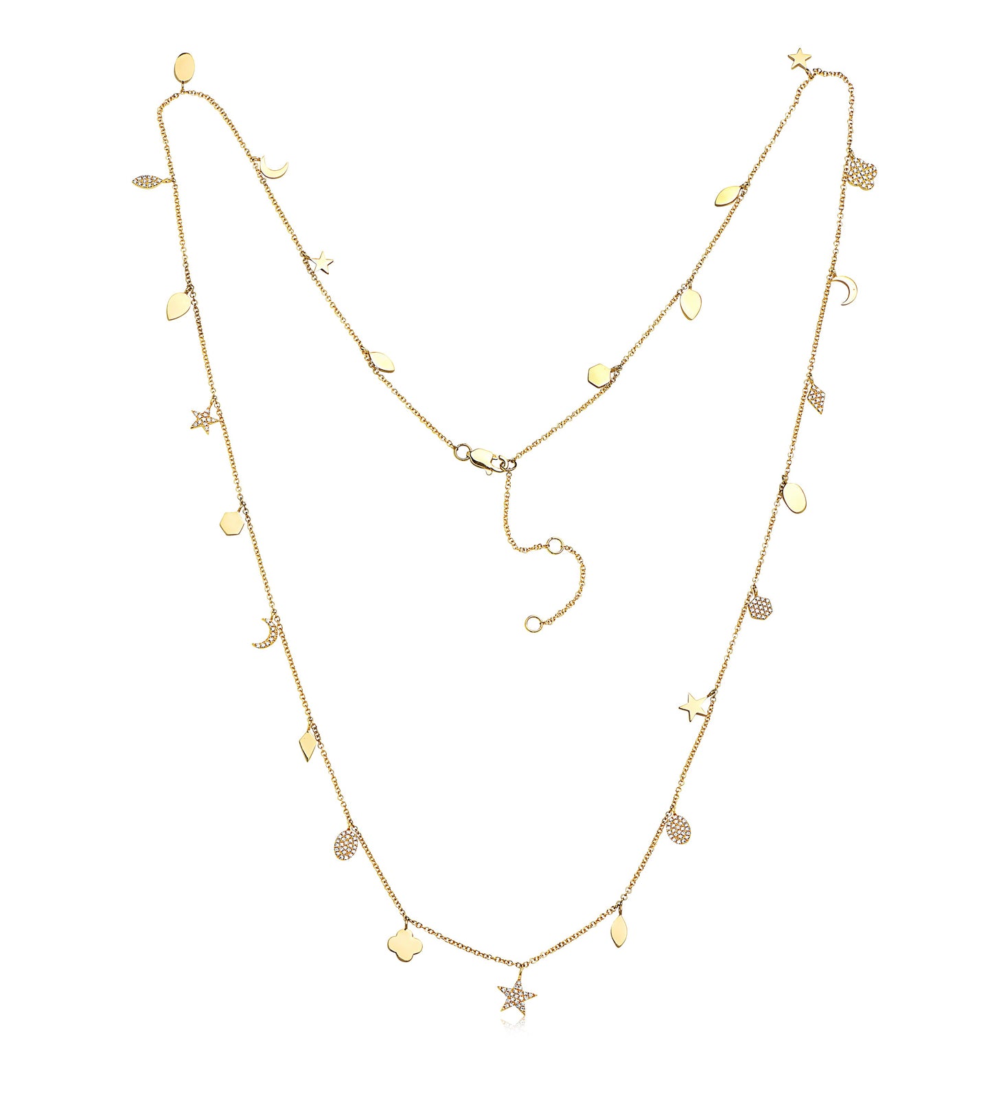 Diamond Charm Long Necklace
