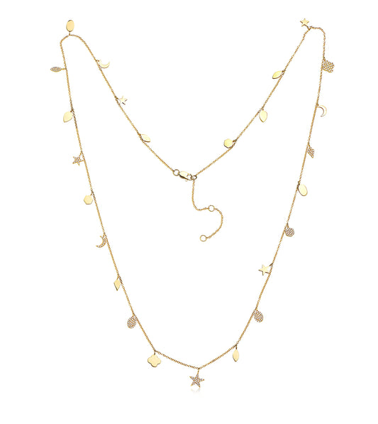 Diamond Charm Long Necklace