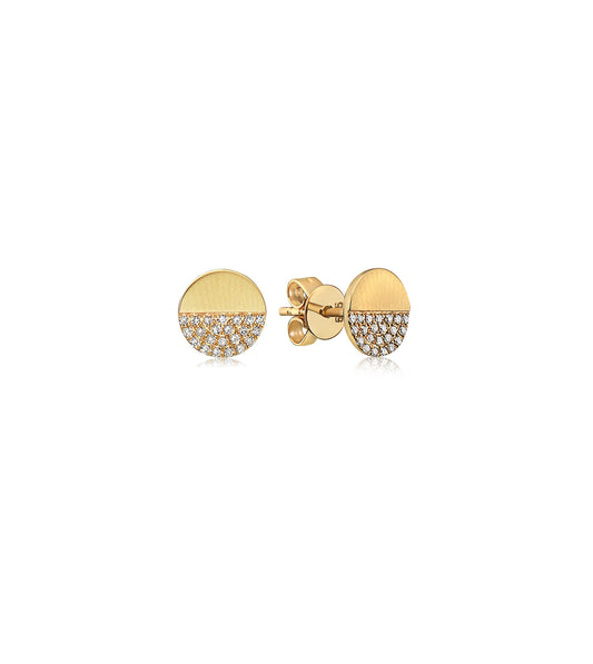 Diamond Half Disc Stud Earring