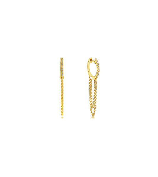 Diamond Huggie Chain Earring