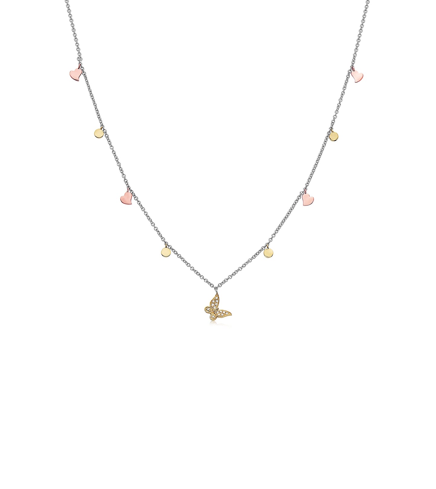 Diamond Butterfly & Charm Necklace