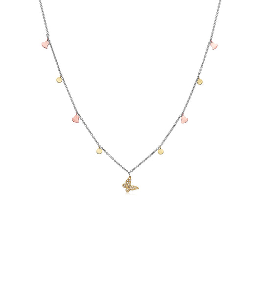 Diamond Butterfly & Charm Necklace