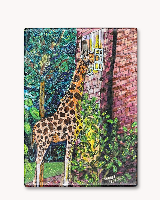Twilight Snack Giraffe Glass Cutting Board Trivet