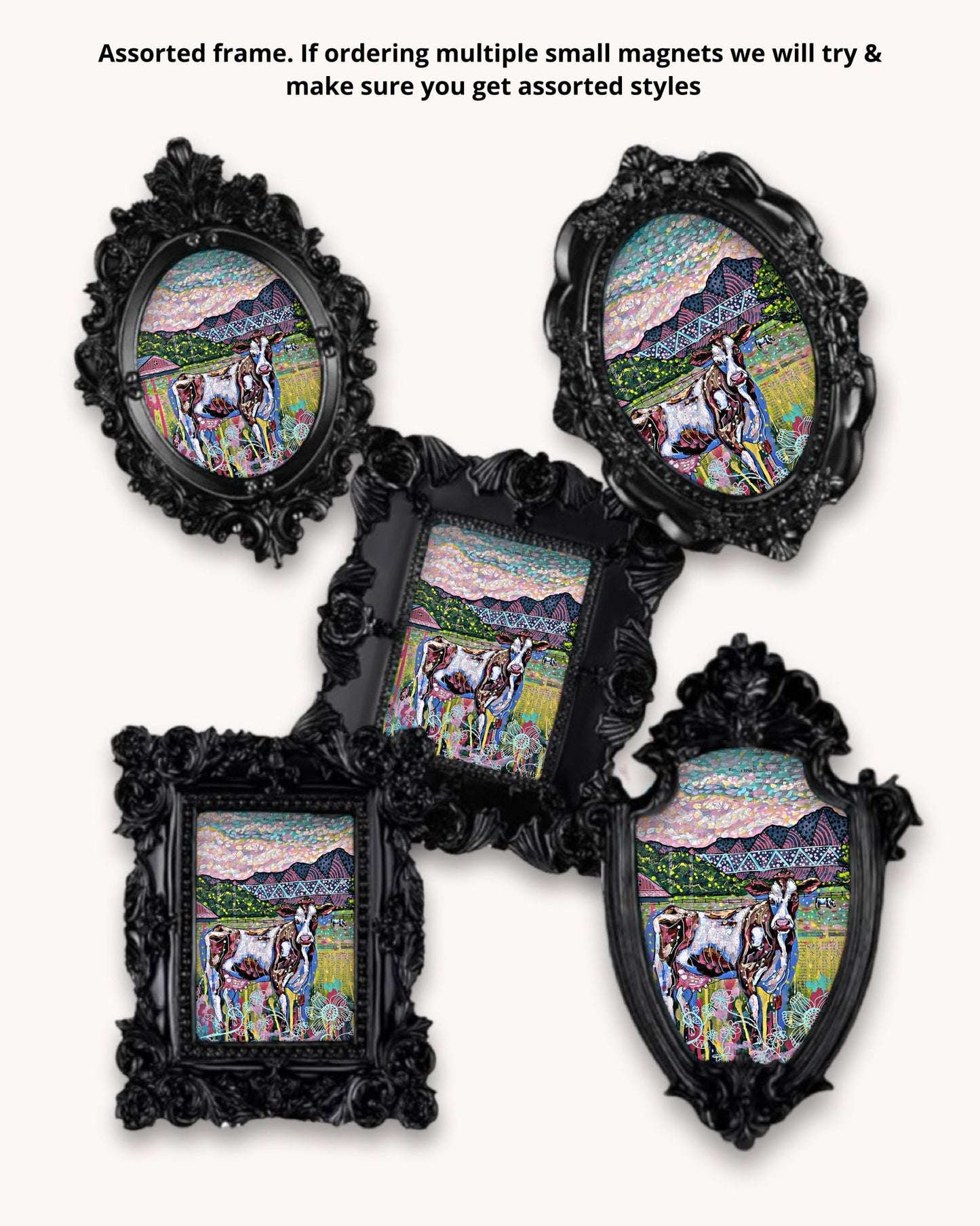 Cows On The Farm Framed Magnet ( Small )