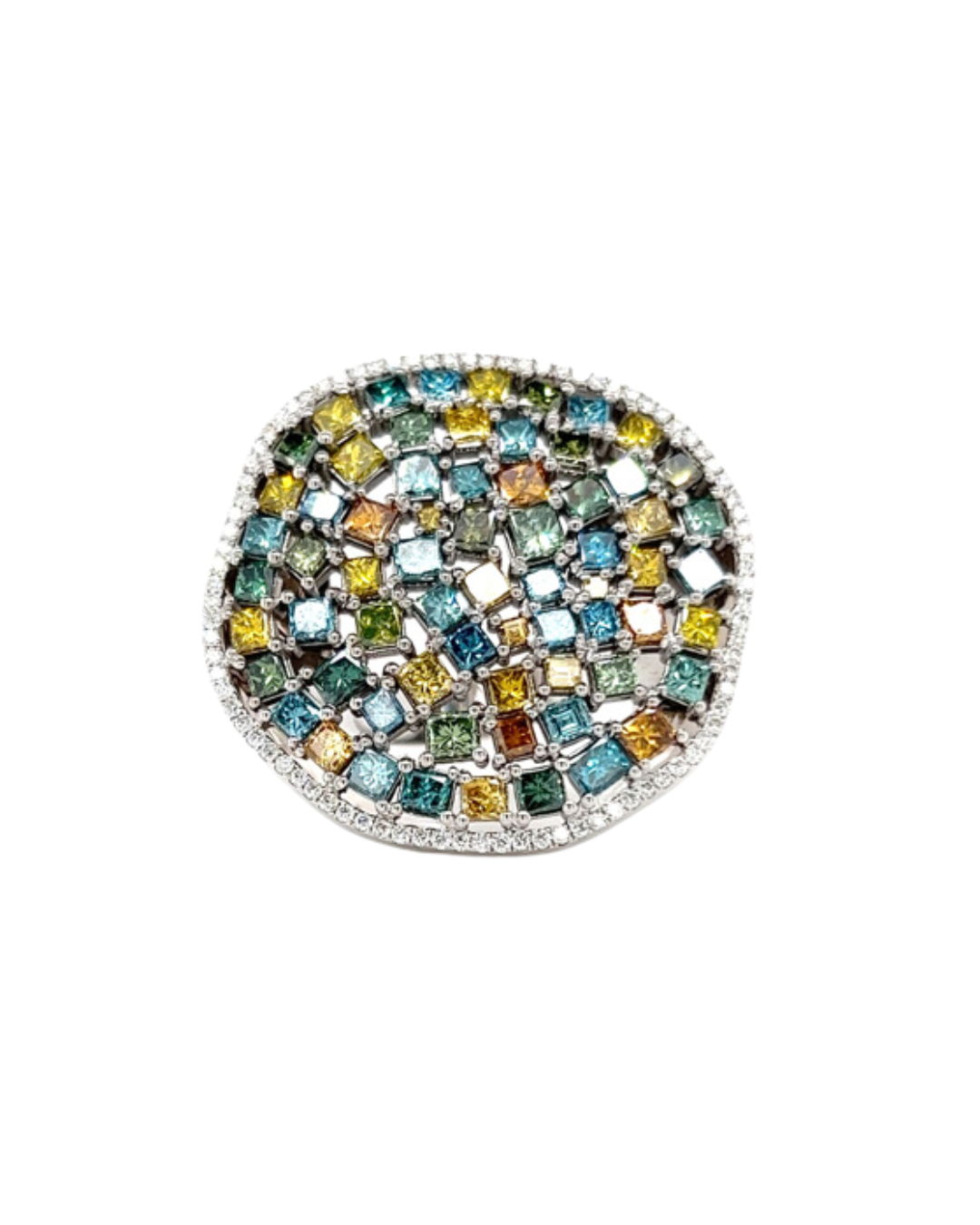 Shades of Blue & Yellow Diamond Cocktail Ring
