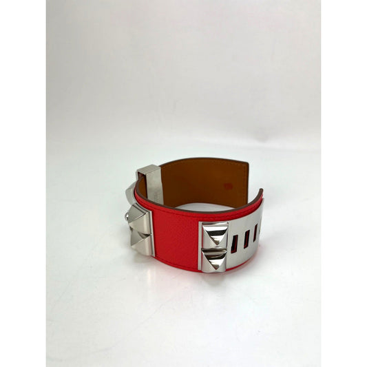 Hermes Leather COLLIER DE CHIEN CDC Rose Jaipur Epsom Bracelet