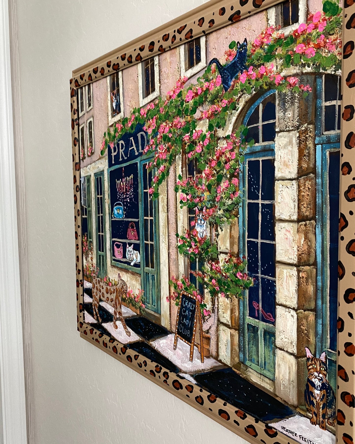 Crazy Cat Lady Club ( Original Painting - Painted Thrifted Painting )
