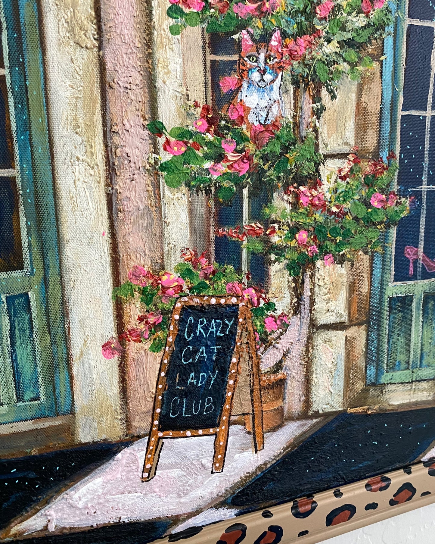 Crazy Cat Lady Club ( Original Painting - Painted Thrifted Painting )