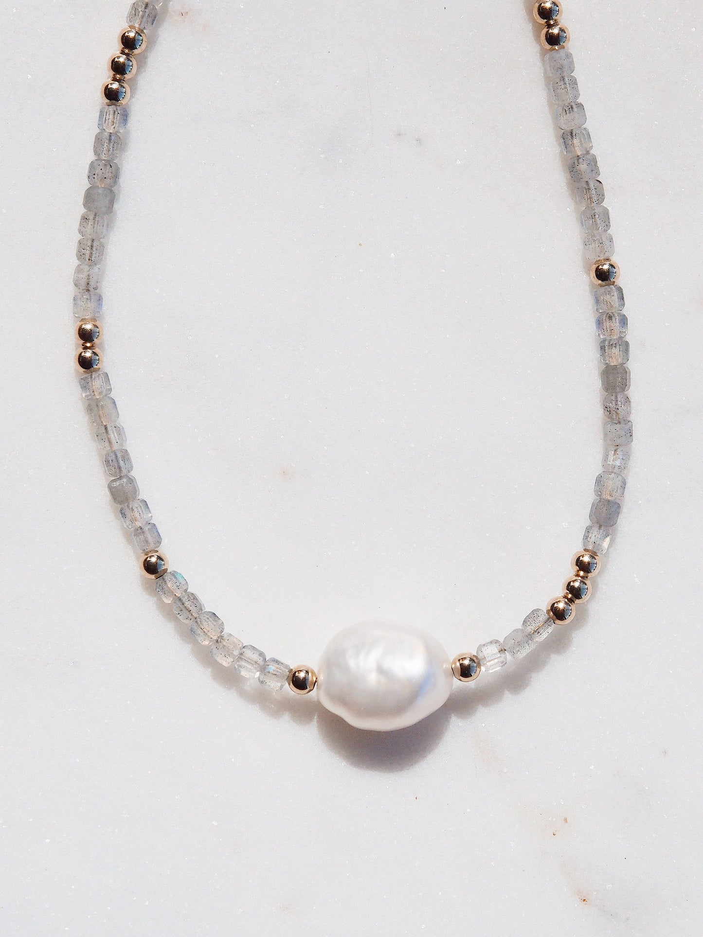 White Pearl and Gemstone Necklace - Haukea