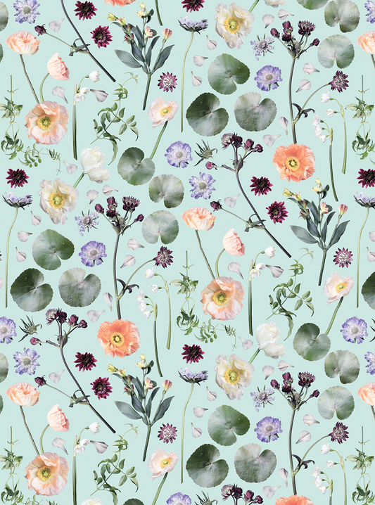 Floral Finds Wallpaper, blue