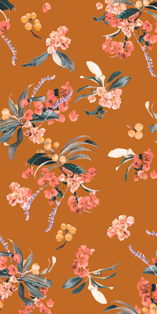 Floral Loquat Wallpaper, rust